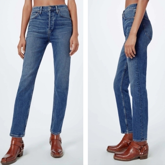 Re/Done Comfort Stretch High Rise Ankle Crip Stretch Jeans In Mid 70s Size 24 - Picture 8 of 14